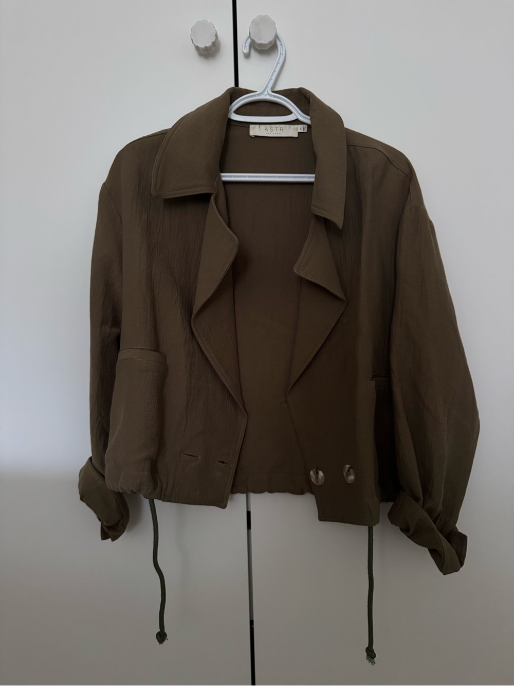 Astr Olive Green Cropped Blazer Jacket